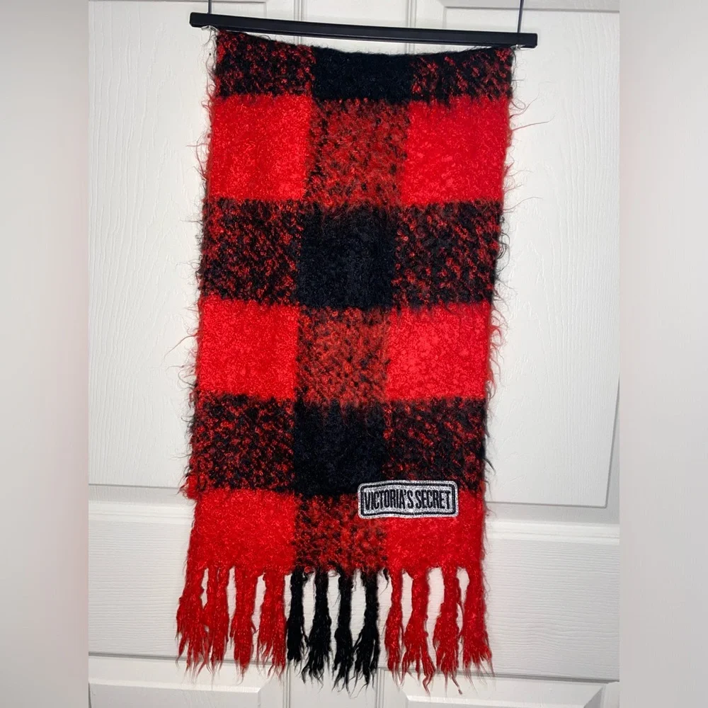 Victoria's Secret Bold Red and Black Scarf, Cozy Chic